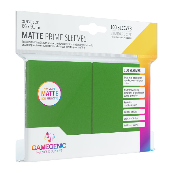 Gamegenic PRIME Sleeves Green (100 ct) - Matte - Standard - Premium Card Sleeves from Asmodee North America - Just $7.49! Shop now at Game Crave Tournament Store