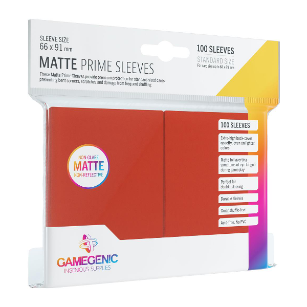 Gamegenic PRIME Sleeves Red (100 ct) - Matte - Standard - Premium Card Sleeves from Asmodee North America - Just $7.49! Shop now at Game Crave Tournament Store
