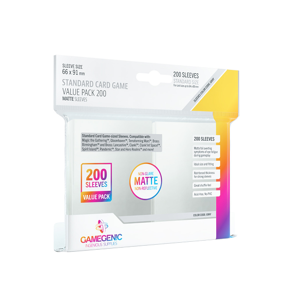 Gamegenic Value Pack Sleeves (200 ct) - Matte - Standard - Premium Card Sleeves from Asmodee North America - Just $11.49! Shop now at Game Crave Tournament Store