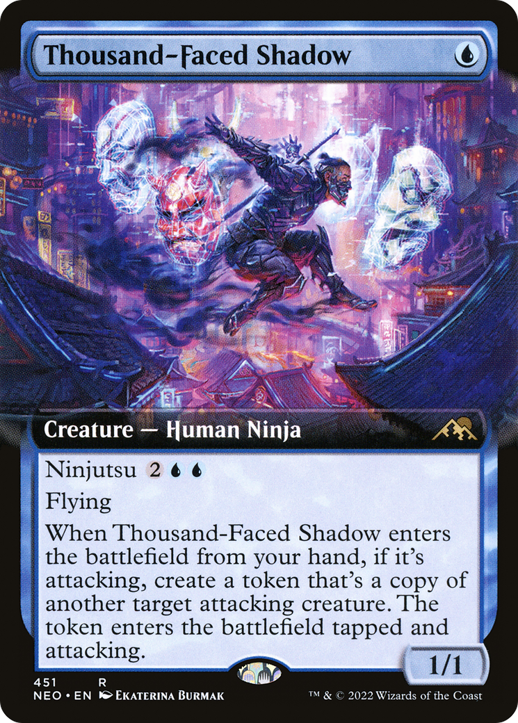 Thousand-Faced Shadow (NEO-451) - Kamigawa: Neon Dynasty: (Extended Art) - Premium MTG Single from Wizards of the Coast - Just $0.40! Shop now at Game Crave Tournament Store
