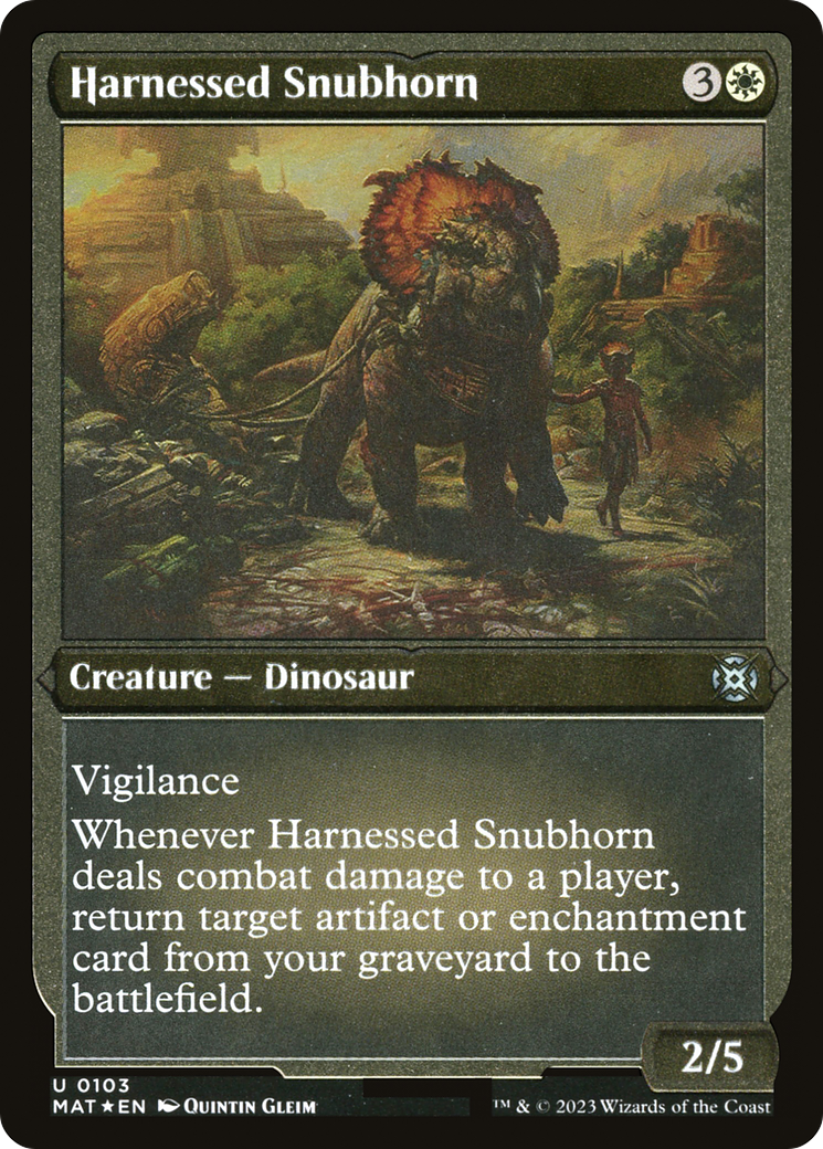 Harnessed Snubhorn (MAT-103) - March of the Machine: The Aftermath Etched Foil - Premium MTG Single from Wizards of the Coast - Just $0.08! Shop now at Game Crave Tournament Store