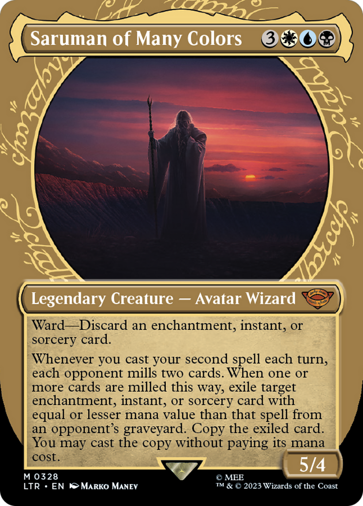 Saruman of Many Colors (LTR-328) - The Lord of the Rings: Tales of Middle-earth: (Showcase) (Borderless) - Premium MTG Single from Wizards of the Coast - Just $0.23! Shop now at Game Crave Tournament Store