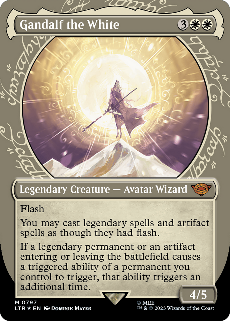 Gandalf the White (LTR-797) - The Lord of the Rings: Tales of Middle-earth: (Showcase) (Borderless) Foil - Premium MTG Single from Wizards of the Coast - Just $9.98! Shop now at Game Crave Tournament Store