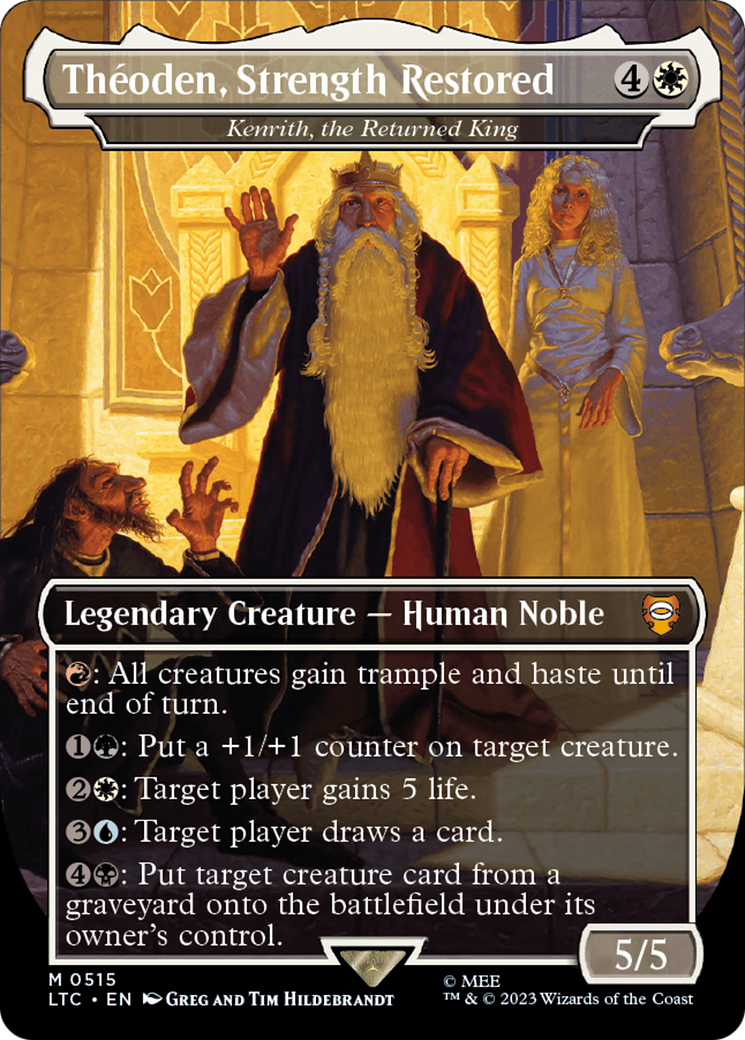 Kenrith, the Returned King (LTC-515) - Tales of Middle-earth Commander / Théoden, Strength Restored (Borderless) Foil - Premium MTG Single from Wizards of the Coast - Just $28.48! Shop now at Game Crave Tournament Store