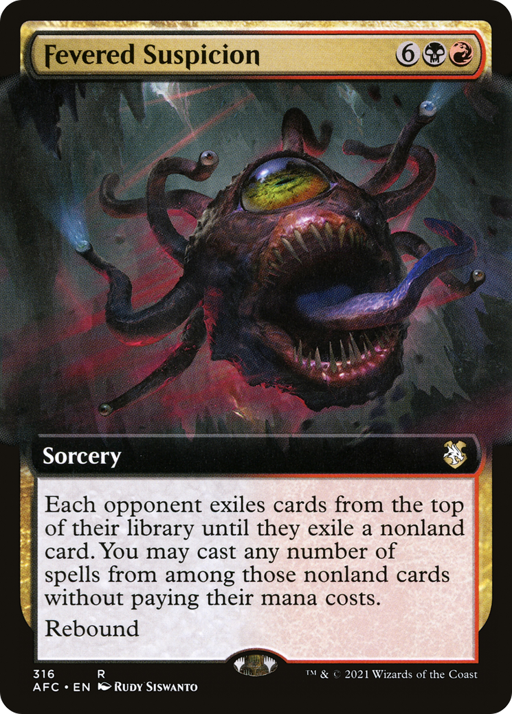 Fevered Suspicion (AFC-316) - Forgotten Realms Commander: (Extended Art) - Premium MTG Single from Wizards of the Coast - Just $1.61! Shop now at Game Crave Tournament Store