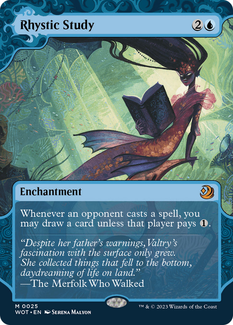 Rhystic Study (WOT-025) - Wilds of Eldraine: Enchanting Tales: (Showcase) (Borderless) - Premium MTG Single from Wizards of the Coast - Just $13.73! Shop now at Game Crave Tournament Store