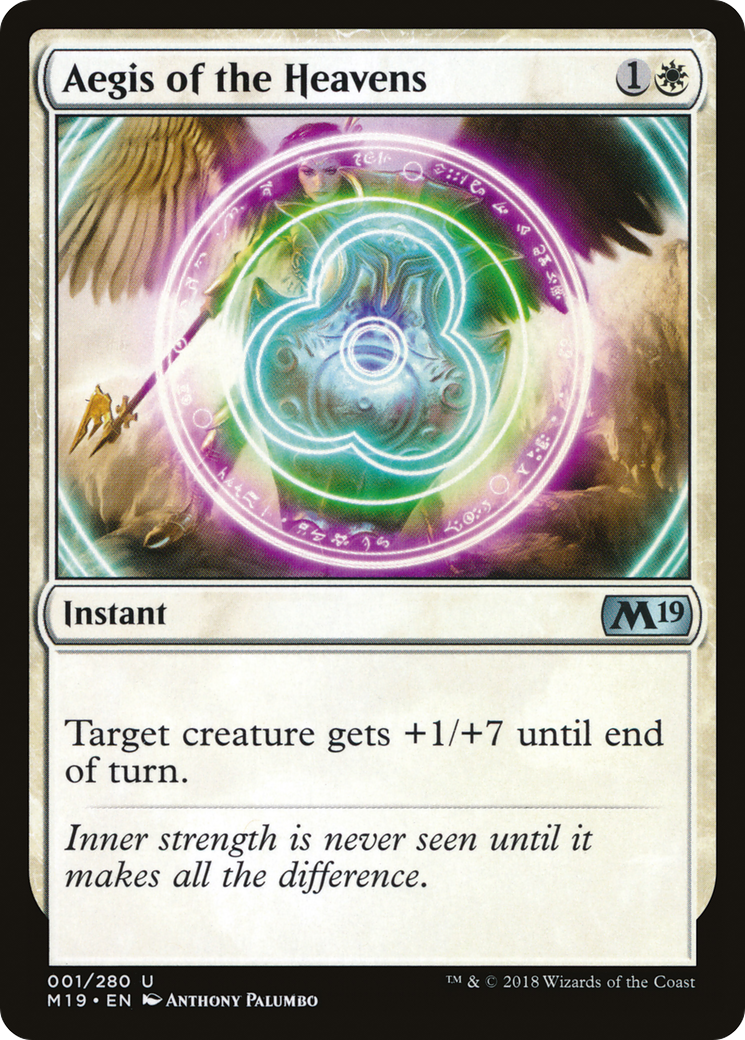 Aegis of the Heavens (M19-001) - Core Set 2019 - Premium MTG Single from Wizards of the Coast - Just $0.08! Shop now at Game Crave Tournament Store