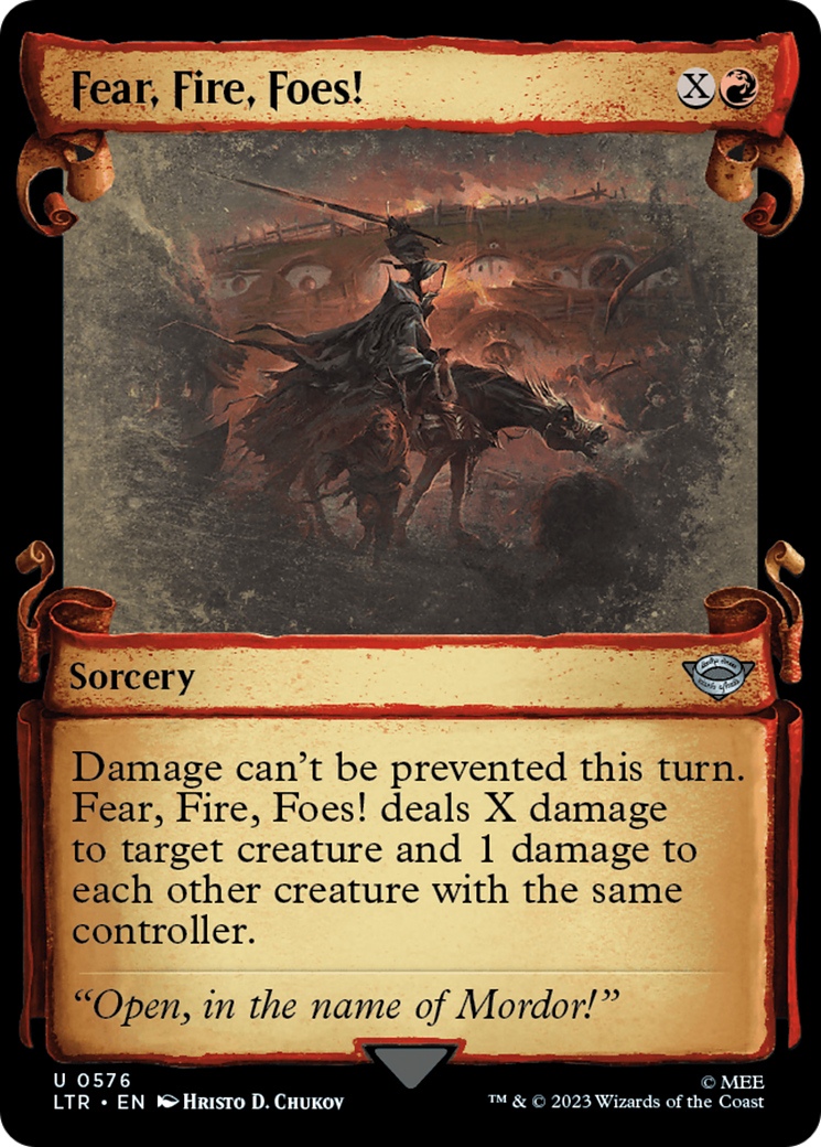 Fear, Fire, Foes! (LTR-576) - The Lord of the Rings: Tales of Middle-earth: (Showcase) Foil - Premium MTG Single from Wizards of the Coast - Just $0.09! Shop now at Game Crave Tournament Store