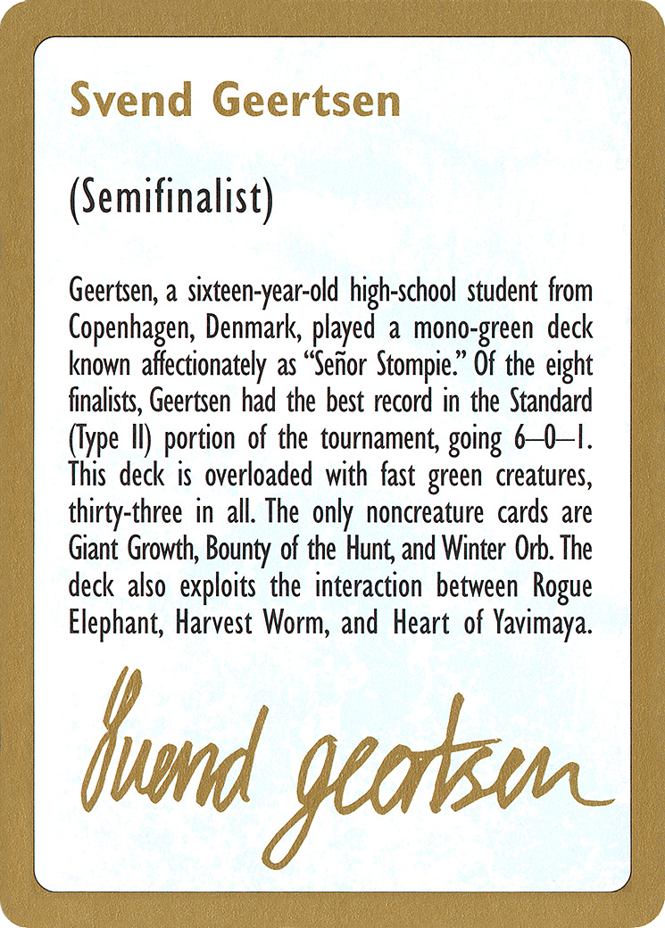 Svend Geertsen Bio (WC97-SG0A) - World Championship Decks 1997 - Premium MTG Single from Wizards of the Coast - Just $0.24! Shop now at Game Crave Tournament Store