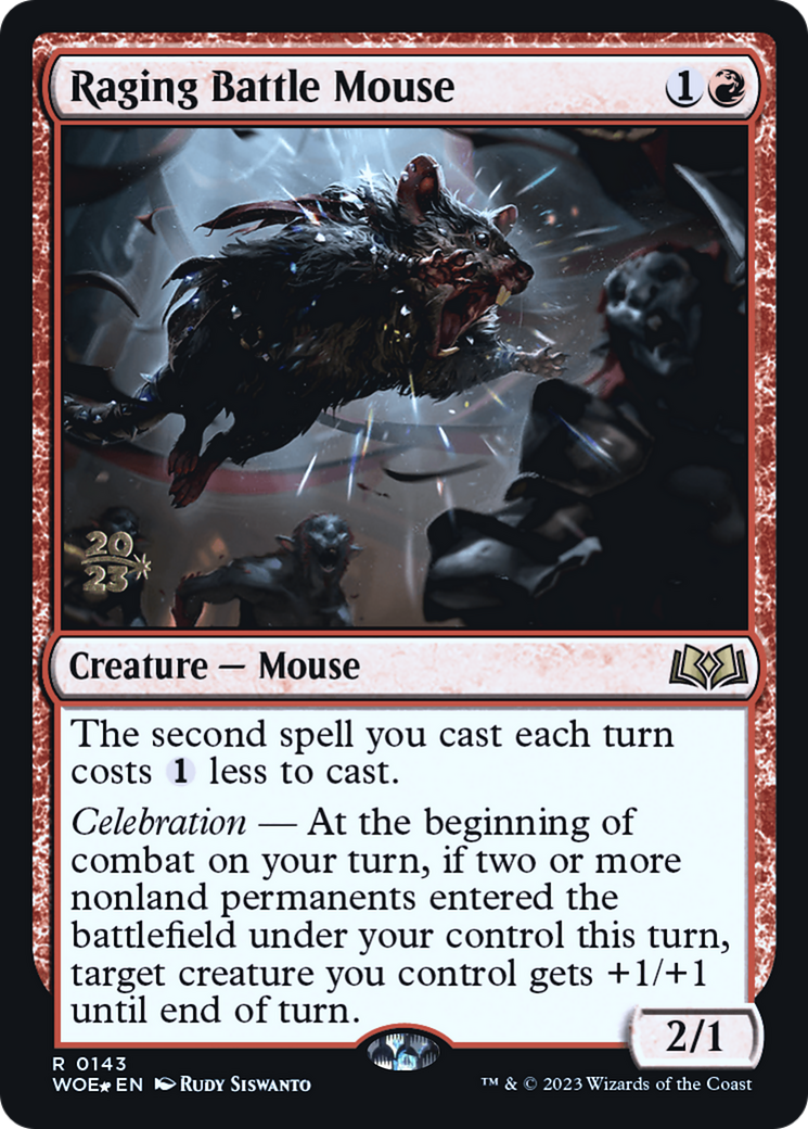Raging Battle Mouse (PWOE-143S) - Wilds of Eldraine Promos Foil - Premium MTG Single from Wizards of the Coast - Just $0.46! Shop now at Game Crave Tournament Store