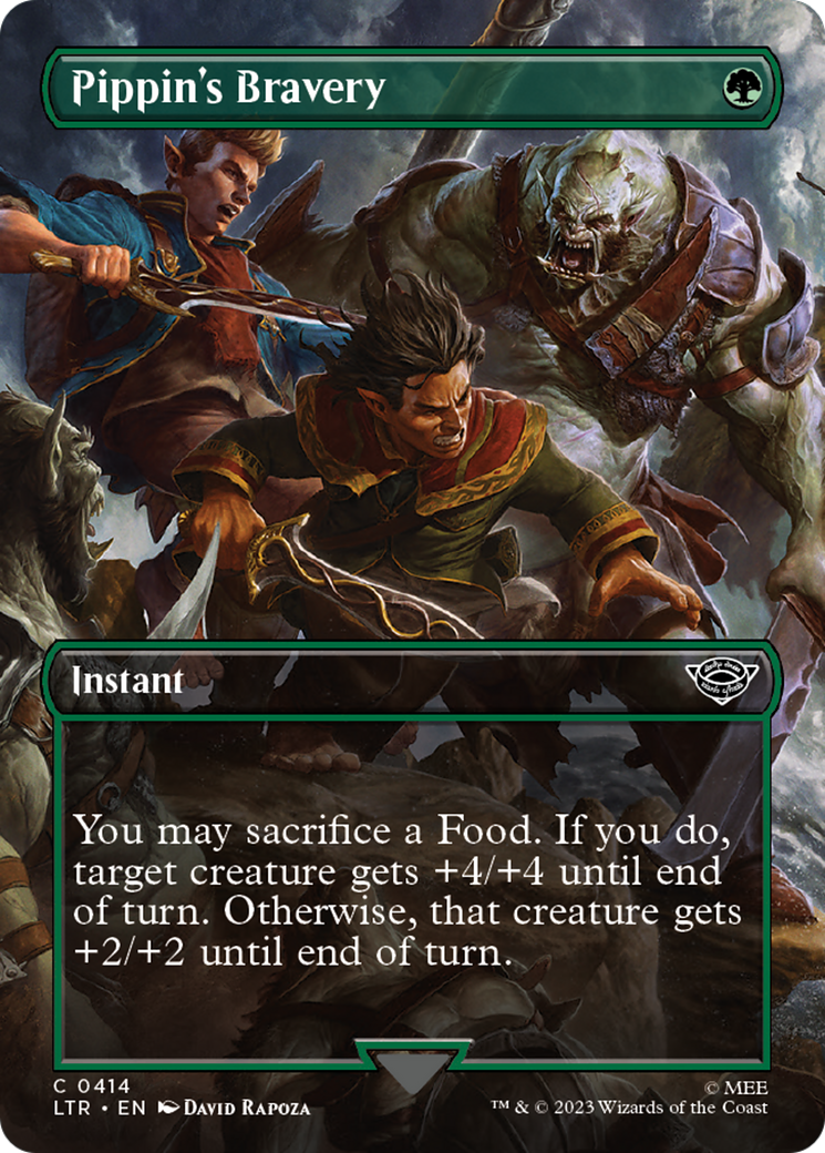 Pippin's Bravery (LTR-414) - The Lord of the Rings: Tales of Middle-earth (Borderless) - Premium MTG Single from Wizards of the Coast - Just $0.25! Shop now at Game Crave Tournament Store