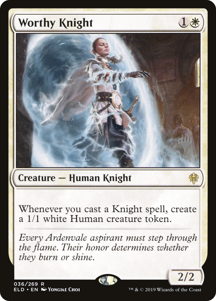 Worthy Knight (PELD-36P) - Throne of Eldraine Promos Foil - Premium MTG Single from Wizards of the Coast - Just $0.28! Shop now at Game Crave Tournament Store
