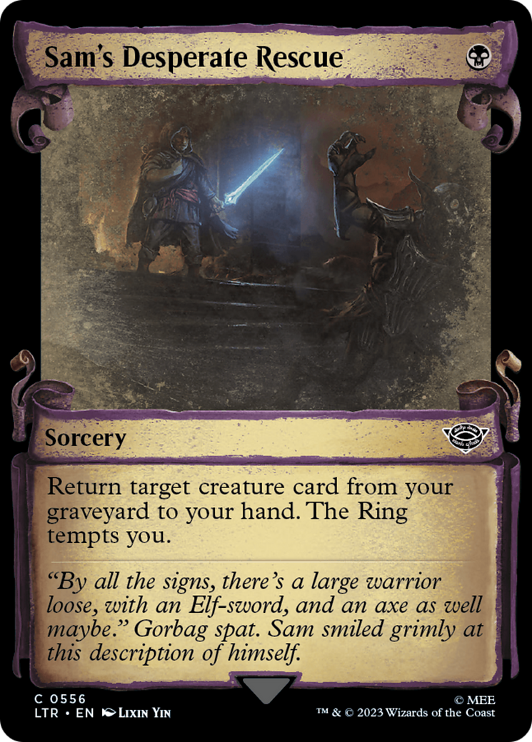 Sam's Desperate Rescue (LTR-556) - The Lord of the Rings: Tales of Middle-earth: (Showcase) - Premium MTG Single from Wizards of the Coast - Just $0.08! Shop now at Game Crave Tournament Store