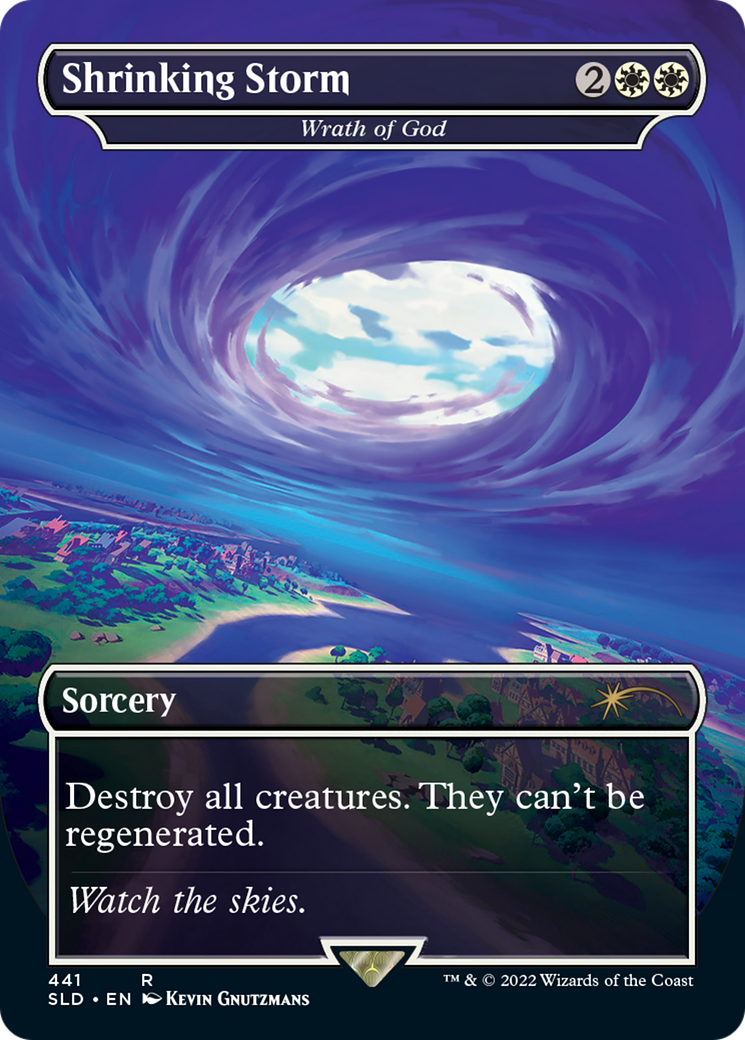 Wrath of God (SLD-441) - Secret Lair Drop / Shrinking Storm (Borderless) - Premium MTG Single from Wizards of the Coast - Just $5.68! Shop now at Game Crave Tournament Store