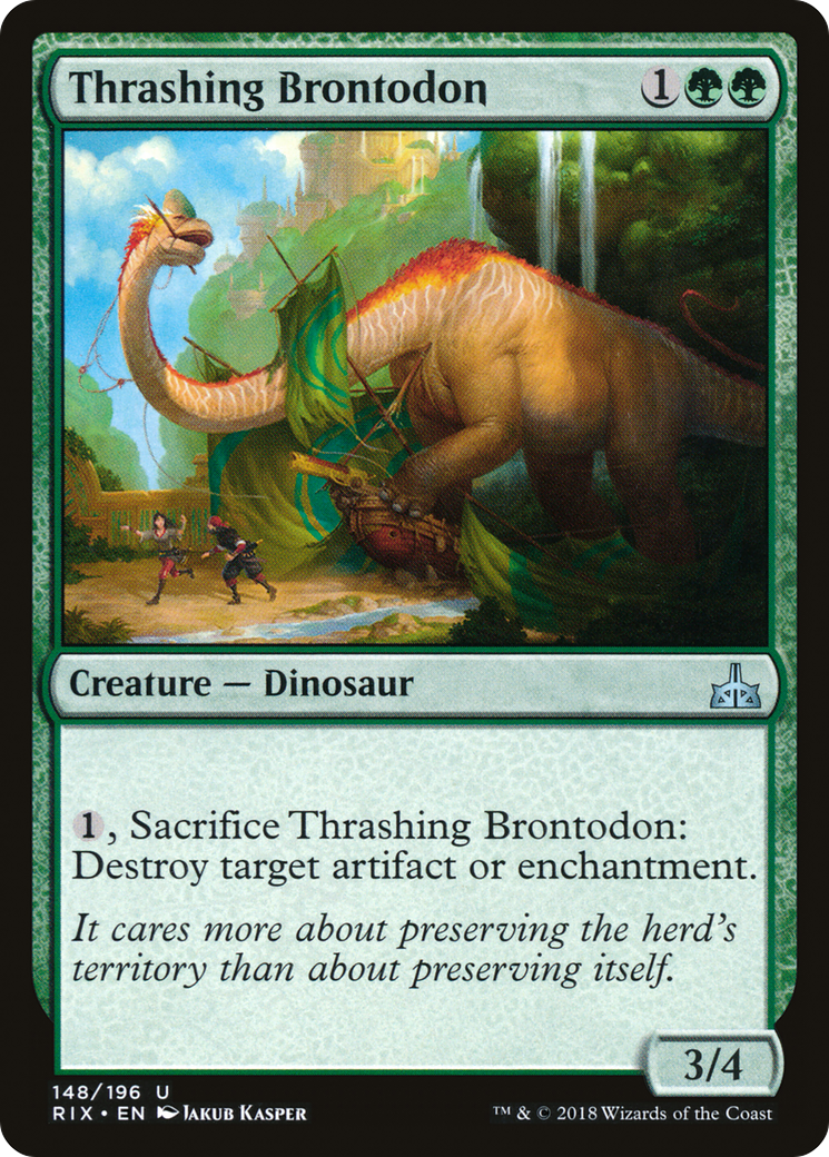 Thrashing Brontodon (RIX-148) - Rivals of Ixalan - Premium MTG Single from Wizards of the Coast - Just $0.08! Shop now at Game Crave Tournament Store
