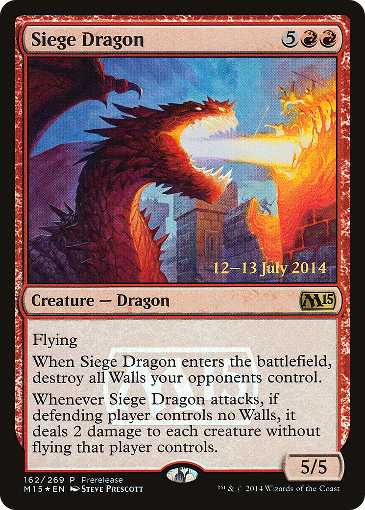 Siege Dragon (PM15-162) - Magic 2015 Promos Foil - Premium MTG Single from Wizards of the Coast - Just $0.15! Shop now at Game Crave Tournament Store