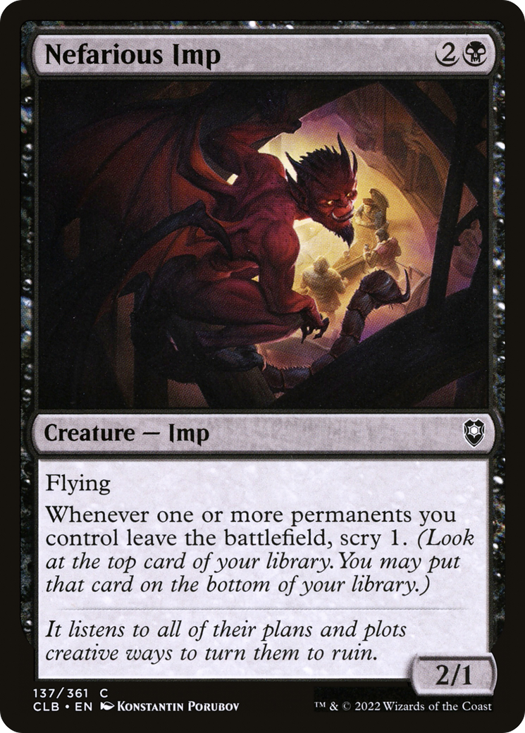 Nefarious Imp (CLB-137) - Commander Legends: Battle for Baldur's Gate Foil - Premium MTG Single from Wizards of the Coast - Just $0.08! Shop now at Game Crave Tournament Store