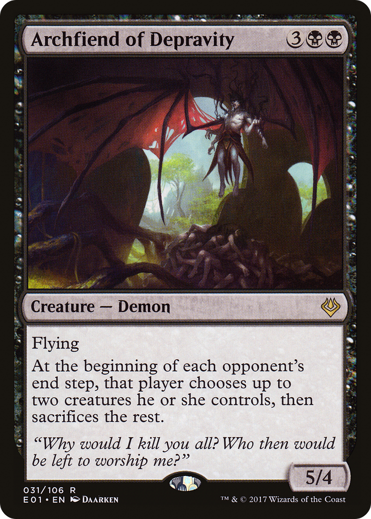 Archfiend of Depravity (E01-031) - Archenemy: Nicol Bolas - Premium MTG Single from Wizards of the Coast - Just $2.41! Shop now at Game Crave Tournament Store