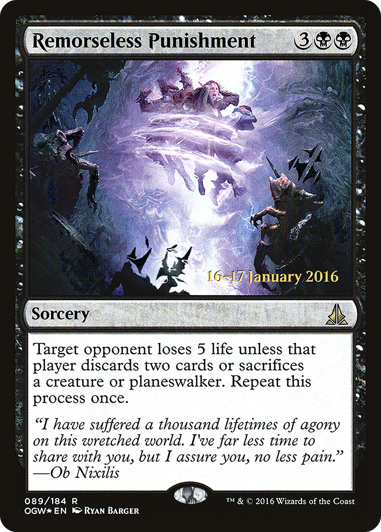 Remorseless Punishment (POGW-89S) - Oath of the Gatewatch Promos Foil - Premium MTG Single from Wizards of the Coast - Just $0.08! Shop now at Game Crave Tournament Store