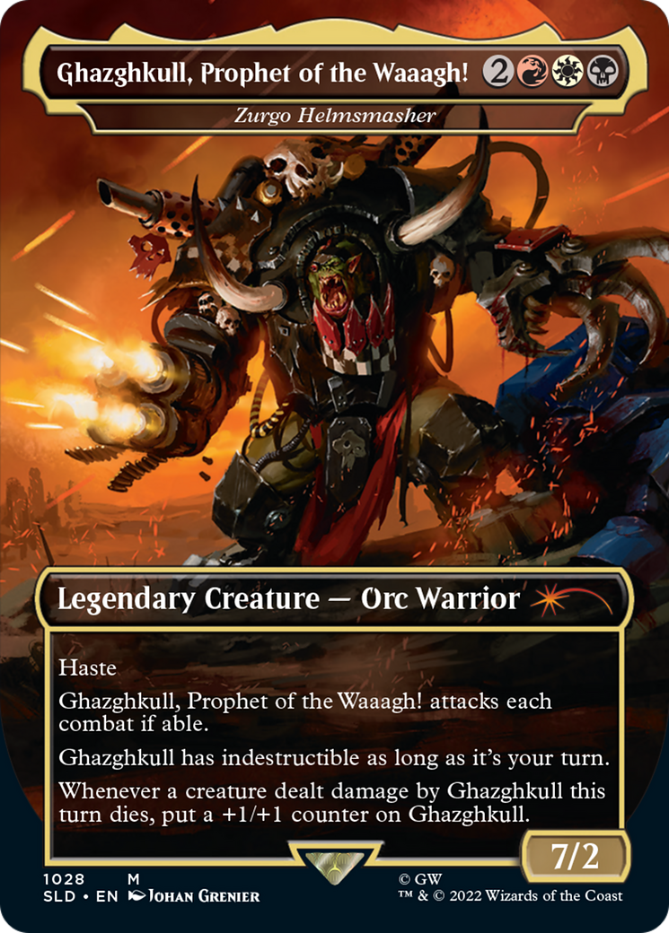 Zurgo Helmsmasher (SLD-1028) - Secret Lair Drop / Ghazghkull, Prophet of the Waaagh! (Borderless) - Premium MTG Single from Wizards of the Coast - Just $8.86! Shop now at Game Crave Tournament Store