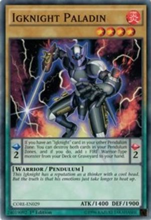 Igknight Paladin (CORE-EN029) - Clash of Rebellions 1st Edition - Premium Yugioh Single from Konami - Just $0.25! Shop now at Game Crave Tournament Store