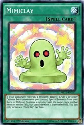 Mimiclay (MP15-EN167) - 2015 Mega-Tins Mega Pack 1st Edition - Premium Yugioh Single from Konami - Just $0.25! Shop now at Game Crave Tournament Store