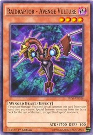 Raidraptor - Avenge Vulture (SHVI-EN014) - Shining Victories 1st Edition - Premium Yugioh Single from Konami - Just $0.25! Shop now at Game Crave Tournament Store