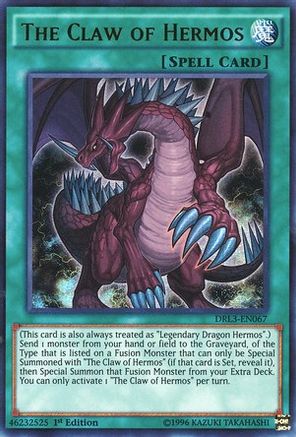 The Claw of Hermos (DRL3-EN067) - Dragons of Legend: Unleashed 1st Edition - Premium Yugioh Single from Konami - Just $0.35! Shop now at Game Crave Tournament Store