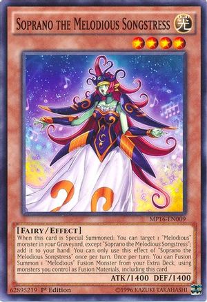 Soprano the Melodious Songstress (MP16-EN009) - 2016 Mega-Tins Mega Pack 1st Edition - Premium Yugioh Single from Konami - Just $2.86! Shop now at Game Crave Tournament Store