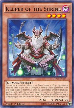 Keeper of the Shrine (MP16-EN064) - 2016 Mega-Tins Mega Pack Unlimited - Premium Yugioh Single from Konami - Just $0.08! Shop now at Game Crave Tournament Store