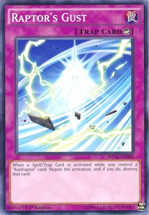 Raptor's Gust (MP16-EN090) - 2016 Mega-Tins Mega Pack Unlimited - Premium Yugioh Single from Konami - Just $0.09! Shop now at Game Crave Tournament Store