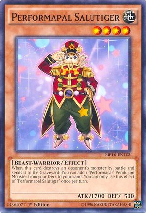 Performapal Salutiger (MP16-EN102) - 2016 Mega-Tins Mega Pack Unlimited - Premium Yugioh Single from Konami - Just $0.08! Shop now at Game Crave Tournament Store