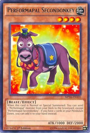 Performapal Secondonkey (MP16-EN105) - 2016 Mega-Tins Mega Pack Unlimited - Premium Yugioh Single from Konami - Just $0.25! Shop now at Game Crave Tournament Store