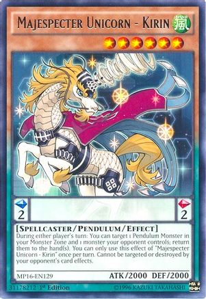 Majespecter Unicorn - Kirin (MP16-EN129) - 2016 Mega-Tins Mega Pack 1st Edition - Premium Yugioh Single from Konami - Just $0.83! Shop now at Game Crave Tournament Store