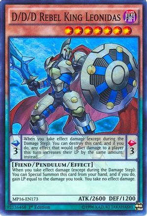D/D/D Rebel King Leonidas (MP16-EN173) - 2016 Mega-Tins Mega Pack Unlimited - Premium Yugioh Single from Konami - Just $0.29! Shop now at Game Crave Tournament Store
