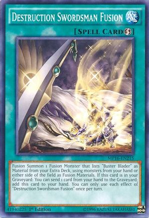 Destruction Swordsman Fusion (MP16-EN215) - 2016 Mega-Tins Mega Pack Unlimited - Premium Yugioh Single from Konami - Just $0.37! Shop now at Game Crave Tournament Store