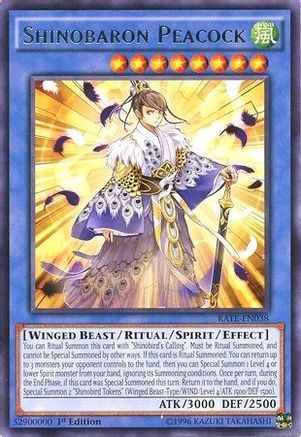 Shinobaron Peacock (RATE-EN038) - Raging Tempest 1st Edition - Premium Yugioh Single from Konami - Just $0.47! Shop now at Game Crave Tournament Store