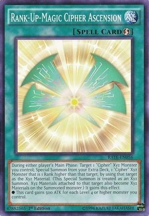 Rank-Up-Magic Cipher Ascension (RATE-EN056) - Raging Tempest Unlimited - Premium Yugioh Single from Konami - Just $0.25! Shop now at Game Crave Tournament Store