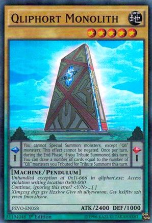 Qliphort Monolith (PEVO-EN058) - Pendulum Evolution 1st Edition - Premium Yugioh Single from Konami - Just $0.25! Shop now at Game Crave Tournament Store