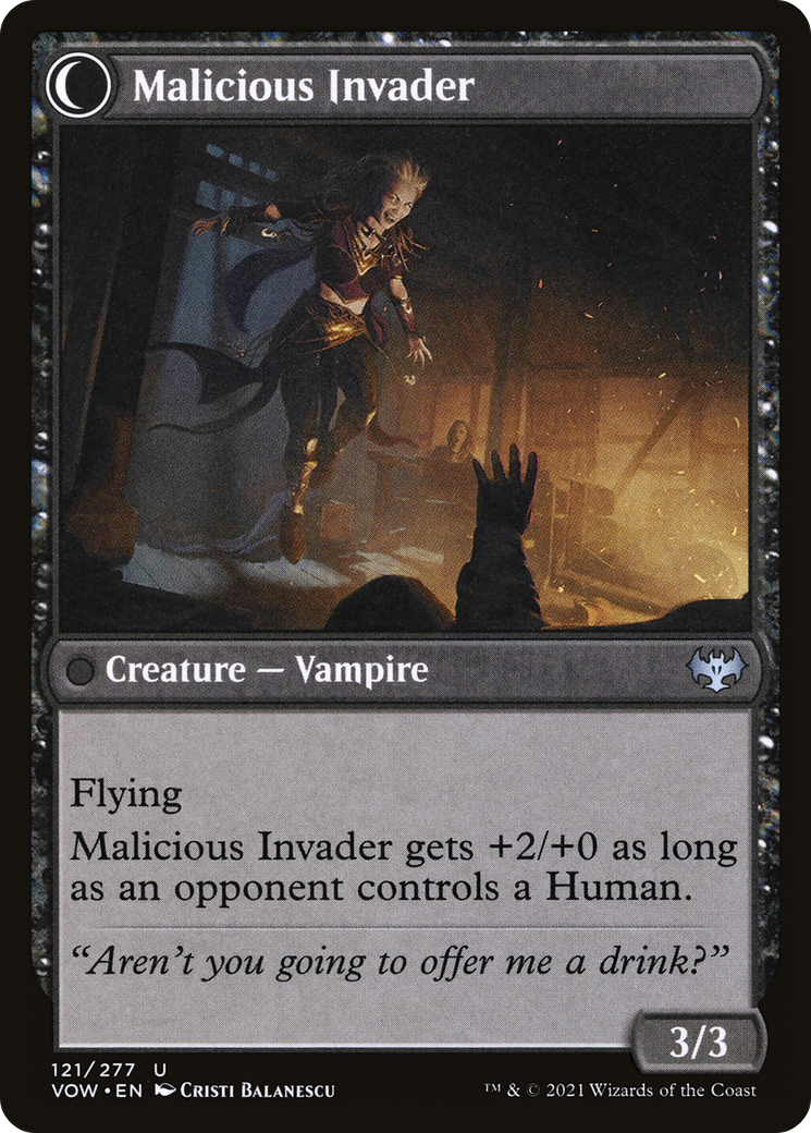 Innocent Traveler // Malicious Invader (VOW-121) - Innistrad: Crimson Vow: (Double Faced Transform) - Premium MTG Single from Wizards of the Coast - Just $0.08! Shop now at Game Crave Tournament Store