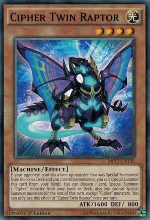 Cipher Twin Raptor (MP17-EN135) - 2017 Mega-Tins Mega Pack 1st Edition - Premium Yugioh Single from Konami - Just $0.25! Shop now at Game Crave Tournament Store