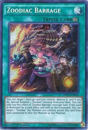 Zoodiac Barrage (MP17-EN212) - 2017 Mega-Tins Mega Pack 1st Edition - Premium Yugioh Single from Konami - Just $1.18! Shop now at Game Crave Tournament Store