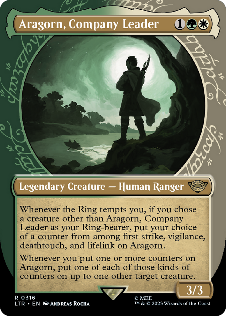 Aragorn, Company Leader (LTR-316) - The Lord of the Rings: Tales of Middle-earth: (Showcase) (Borderless) Foil - Premium MTG Single from Wizards of the Coast - Just $0.46! Shop now at Game Crave Tournament Store