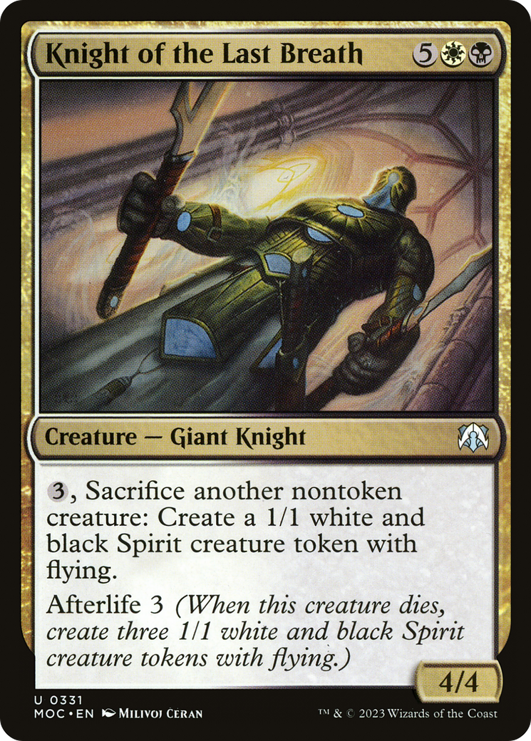 Knight of the Last Breath (MOC-331) - March of the Machine Commander - Premium MTG Single from Wizards of the Coast - Just $0.08! Shop now at Game Crave Tournament Store