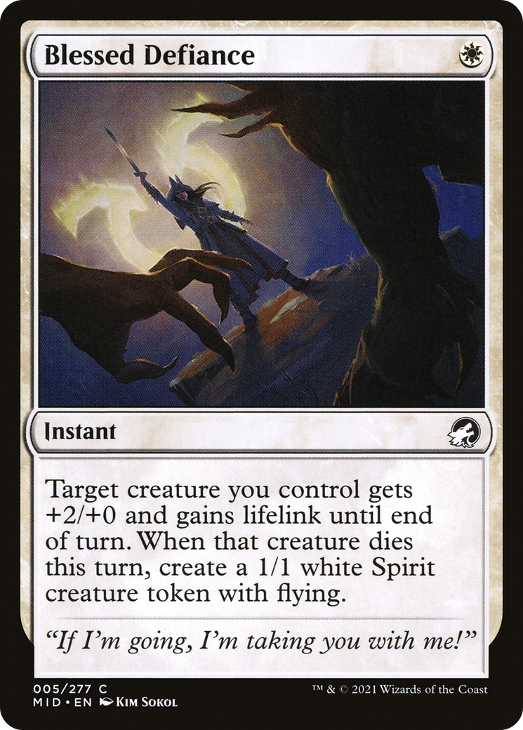 Blessed Defiance (MID-005) - Innistrad: Midnight Hunt - Premium MTG Single from Wizards of the Coast - Just $0.08! Shop now at Game Crave Tournament Store