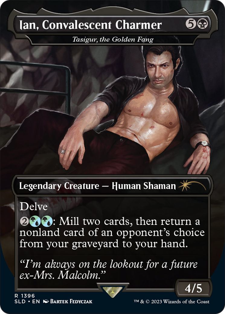 Tasigur, the Golden Fang (SLD-1396) - Secret Lair Drop / Ian, Convalescent Charmer (Borderless) - Premium MTG Single from Wizards of the Coast - Just $8.88! Shop now at Game Crave Tournament Store
