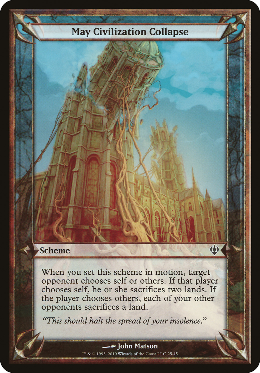 May Civilization Collapse (OARC-25★) - Archenemy Schemes - Premium MTG Single from Wizards of the Coast - Just $3.05! Shop now at Game Crave Tournament Store