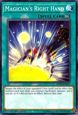 Magician's Right Hand (MP18-EN012) - 2018 Mega-Tins Mega Pack 1st Edition - Premium Yugioh Single from Konami - Just $0.32! Shop now at Game Crave Tournament Store