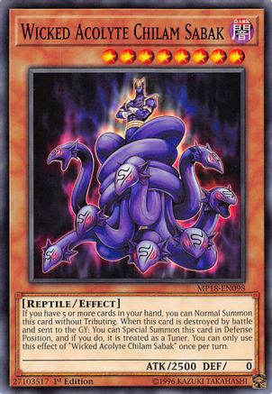 Wicked Acolyte Chilam Sabak (MP18-EN098) - 2018 Mega-Tins Mega Pack 1st Edition - Premium Yugioh Single from Konami - Just $0.25! Shop now at Game Crave Tournament Store
