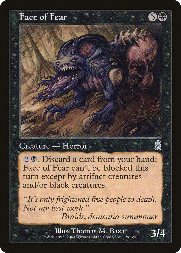 Face of Fear (ODY-134) - Odyssey Foil - Premium MTG Single from Wizards of the Coast - Just $0.45! Shop now at Game Crave Tournament Store